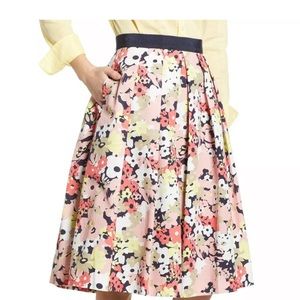 1901 Nordstrom Full Floral Stretch Cotton Skirt, Size 0 - Pink